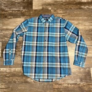 Van Heusen Blue and White Plaid Men's Shirt